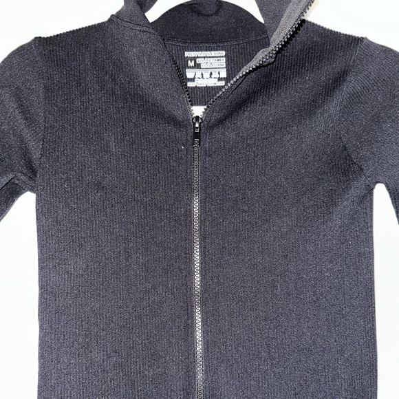 Black Structured Snatched Rib Zip Jumpsuit - Picture 5 of 6